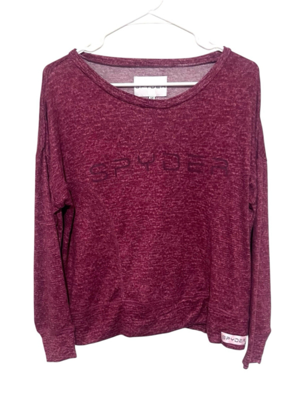 Spyder Sweatshirt Women’s Small Burgundy Lightweight Heathered Active Logo Top